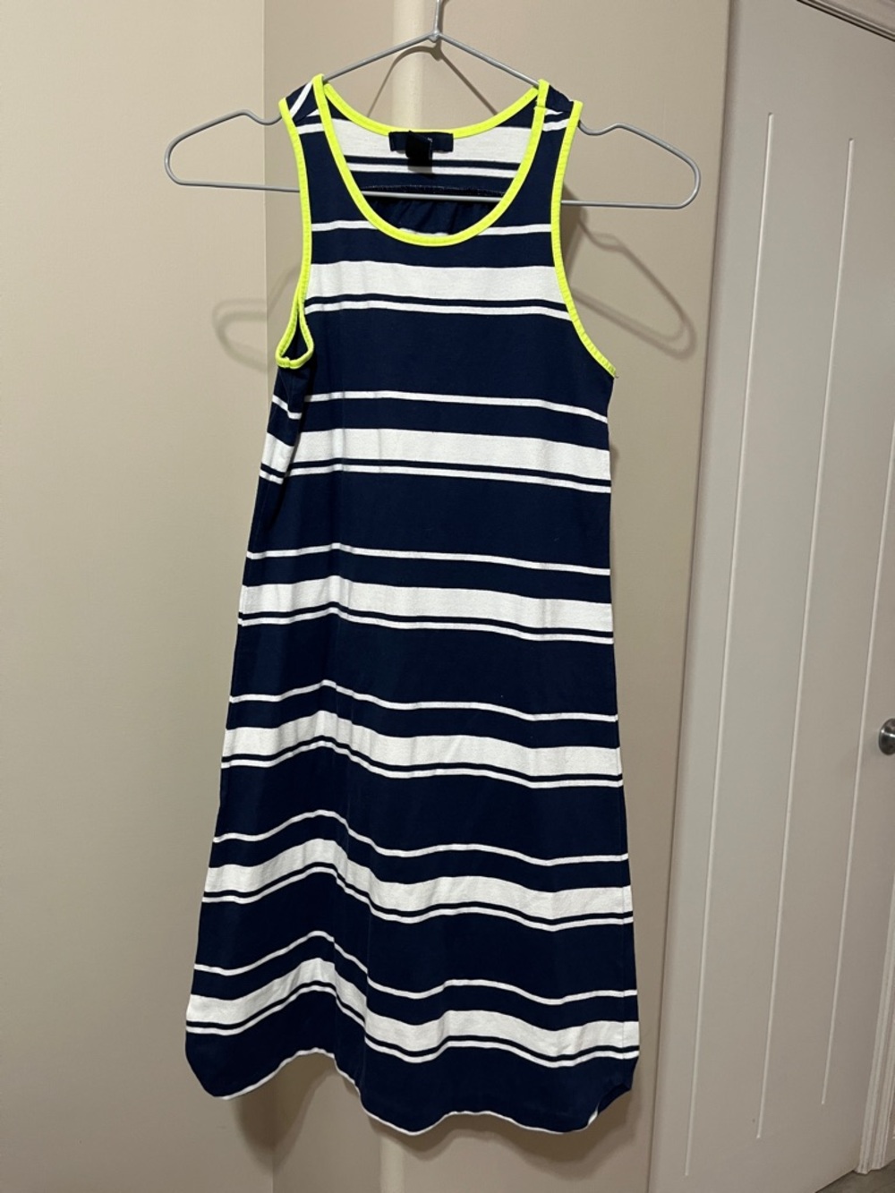 GAP Navy and White Striped Girls' Tank Dress with Neon Trim